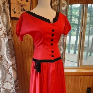 1950s taffeta red dress